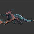 Game Movie Character Colorful Dragon With Blue Pink Body Open Wings And Roaring Mouth