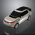 White SUV With Black Roof Modern Exterior Design Red Accents And Reflective Surface