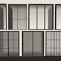 Array Of Modern Sliding Doors With Various Panel Designs For Interior Spaces 3d model