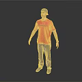 Man in Red T-shirt and Black Cap Standing with Black Pants and Shoes