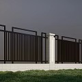 Modern Garden Wall Design With Black Vertical Slats White Columns And Grass