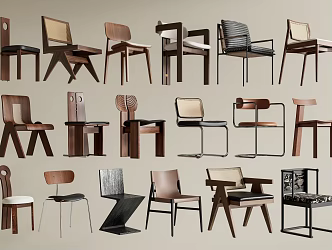 Middle Ancient Dining Chair Wooden Dining Chair Rattan Dining Chair Leather Dining Chair 3d model