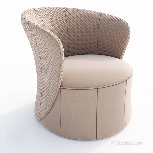 Modern Beige Single Sofa Featuring Knitted Armrest And Round Seat Design 3d model