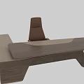 Contemporary Modern Office Desk With Leather Chair And Wooden Tabletop Design