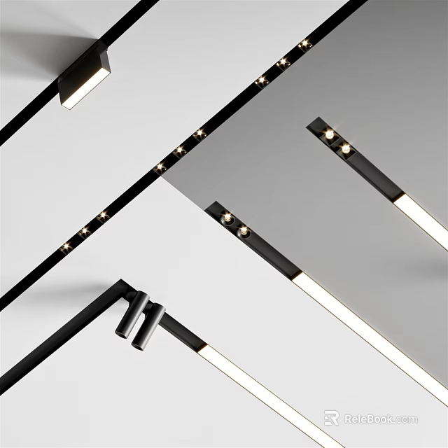 Modern Minimalist Downlights And Spotlights With Black Metal Housing And Energy Efficient LEDs 3d model 