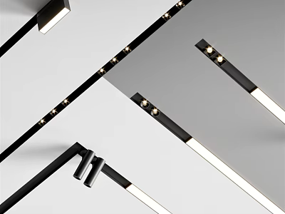 Modern Minimalist Downlights And Spotlights With Black Metal Housing And Energy Efficient LEDs 3d model