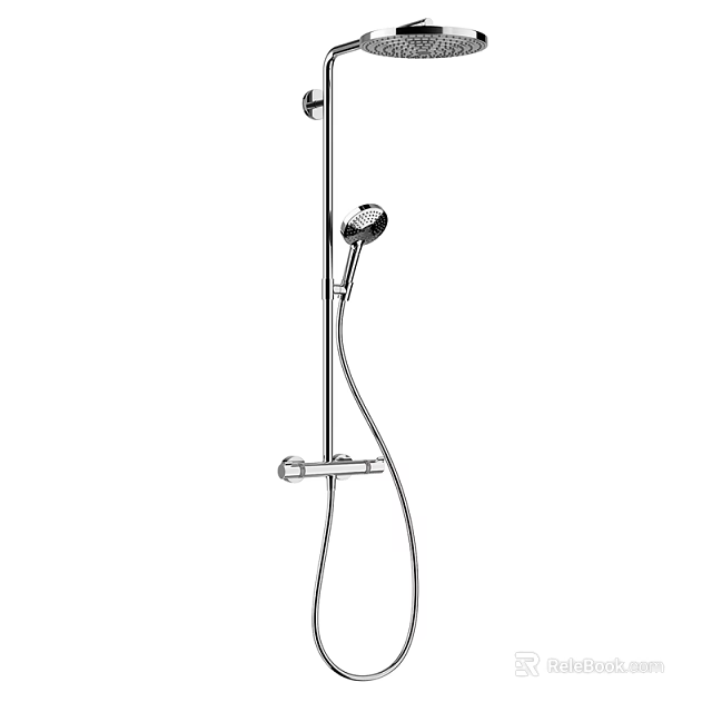 Elegant Modern Bathroom Chrome Handheld Shower Head with Adjustable Slide Bar 3d model