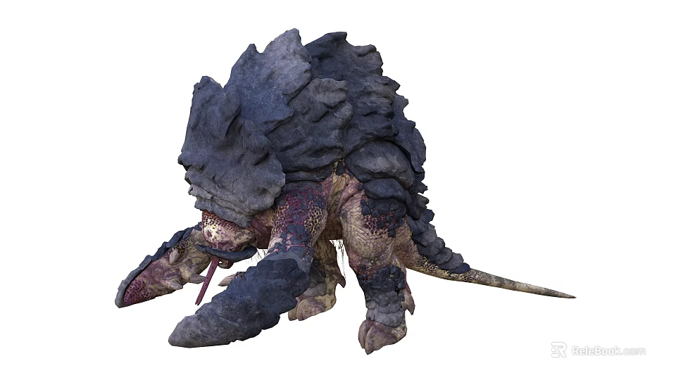 Fantasy Monster With Rock Armored Body And Tail 3d model 
