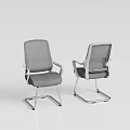 Two Modern Office Chairs With Mesh Back Gray Seat And Metal Frame