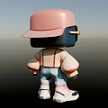 Man Wearing Pink Cap Golden Sunglasses Golden Necklace Pink Sweater Blue Shorts And Pink Sneakers