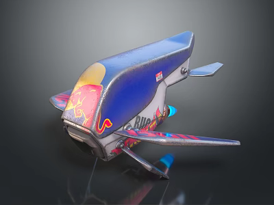 Red Bull Themed Model Aircraft With Colorful Blue Red Yellow Design And Aerodynamic Shape 3d model