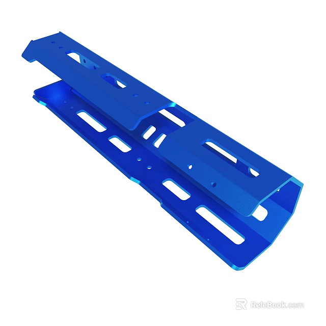 Blue Metal Industrial Component With Precision Cutouts And Multiple Holes 3d model