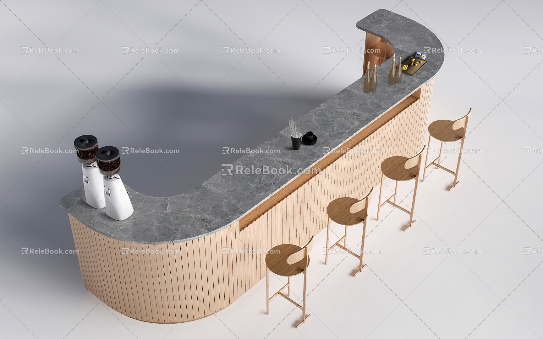 Modern Bar Table and Chair Bar Desk Reception Desk 3d model