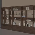 Dark Wooden Bookshelf with Multiple Compartments Books Vases and Decorative Items and Bottom Drawers