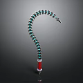 Curved Chain Like Weapon With Blue Black Rings And Red Handle