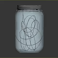 Transparent Blue Glass Jar With Metal Lid And String Lights For Decoration