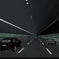 Road Facilities In Tunnel With Vehicles Lane Markings And Ceiling Lighting