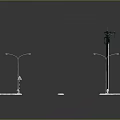 Urban Footpath Structure With Street Lamps Paving Tiles And Green Belt