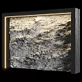 Rough Textured Accent Wall with Black Frame Illuminated by Warm LED Strip