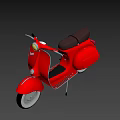 Red Vintage Vespa Scooter With Classic Design And Black Seat
