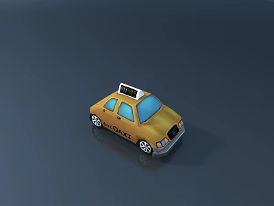Yellow Taxi Car With Roof Sign Meter And TAXI Lettering 3d model
