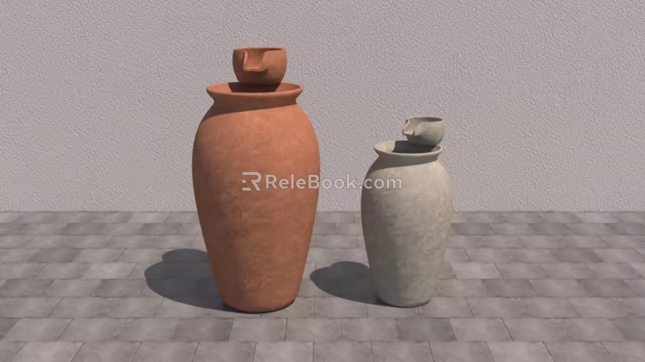 jar urn double-layer urn jar pottery jar pottery 3d model