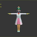 Animated Character And Mushroom Creature Wearing Green Hat Pink Coat Standing With Arms Outstretched