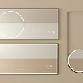 Modern Decorative Mirrors With Rectangular And Circular Shapes On Beige Background 3d model