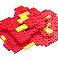 Red and Yellow Building Blocks of Various Shapes Stacked in Creative Arrangement