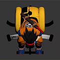 Goku With Black Hair And Orange Outfit Sitting On Yellow Mount With Red Staff