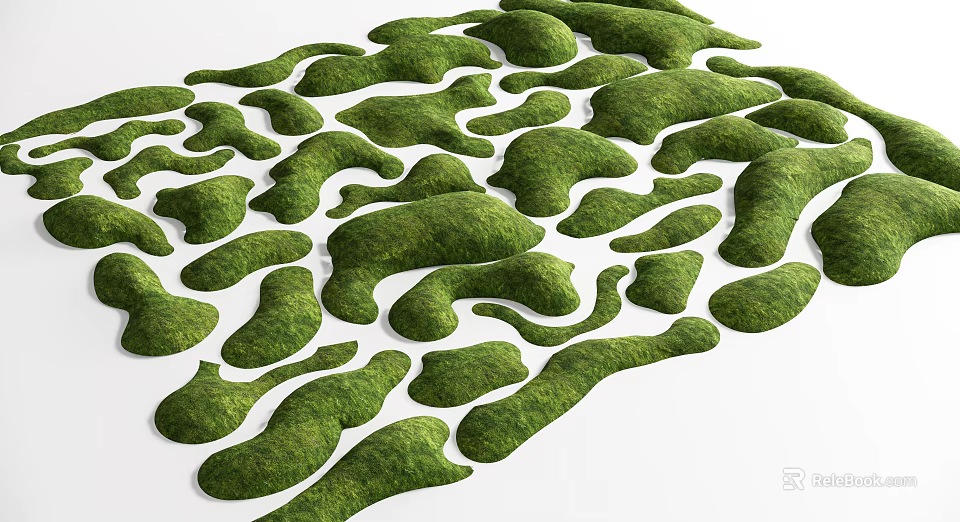 Creative Garden Yard Design With Irregular Shaped Green Grass Patches Layout 3d model 