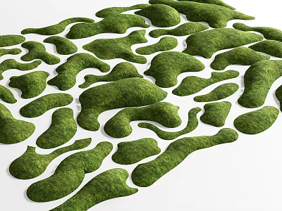 Creative Garden Yard Design With Irregular Shaped Green Grass Patches Layout 3d model