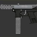 Tactical Pistol With Metallic Silver Body Black Grip And Multiple Holes Design