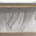 Elegant White Textured Background Wall With Sand Like Texture Golden Frame And Wooden Base
