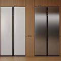 Modern Kitchen Built in Double Door Refrigerators With Stainless Steel And Wooden Cabinets