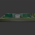 Realistic Model Scene of Octagonal Structure With Stone Steps Green Vegetation and Ruined Ground