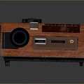 Wooden Panel Projection Monitoring Device With Black Components And Sleek Design