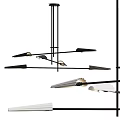 Modern Black Metal Chandelier with Multiple Angular Arms and LED Lighting Fixture 3d model