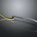 Modern Curved Blade Weapon Featuring Yellow Black Handle And Sharp Edge 3d model