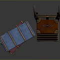 Vintage Leather Trunks Stacked With Blue Purple Brown Cases And Emblem