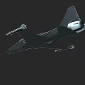 Black Fighter Jet 3D Model with Streamlined Design and Missile Attachments on Dark Background 3d model