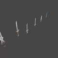 Collection of Five Unique Sword Weapons with Varied Handle and Blade Designs