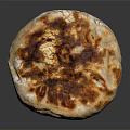 Toasted Round Flatbread With Browned Surface On Black Background Showing Shiny Reflection 3d model