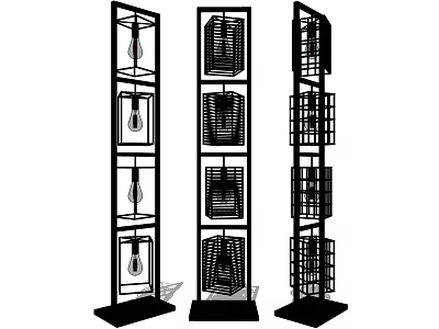 Modern Floor Lamp Designs With Various Structural Styles And Black Frames 3d model