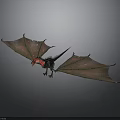 Mythical Dragon Model With Red Head And Pink Green Wings 3d model