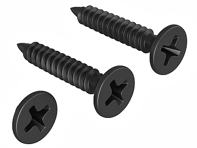 Black Cross Slot Screws Essential Hardware Tools For Construction Fastening 3d model