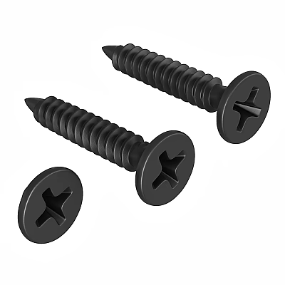 Black Cross Slot Screws Essential Hardware Tools For Construction Fastening 3d model