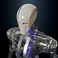 Smart Machine With Metallic Skeleton And Blue Glowing Elements In Humanoid Form 3d model