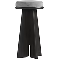 Modern Wooden Bar Stool With Tapered Legs And Upholstered Seat