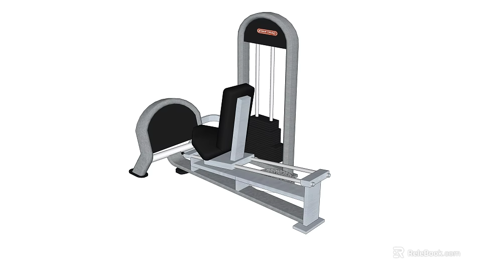 Seated Leg Extension Fitness Machine with Black Seat and Silver Frame for Gym Workout 3d model 